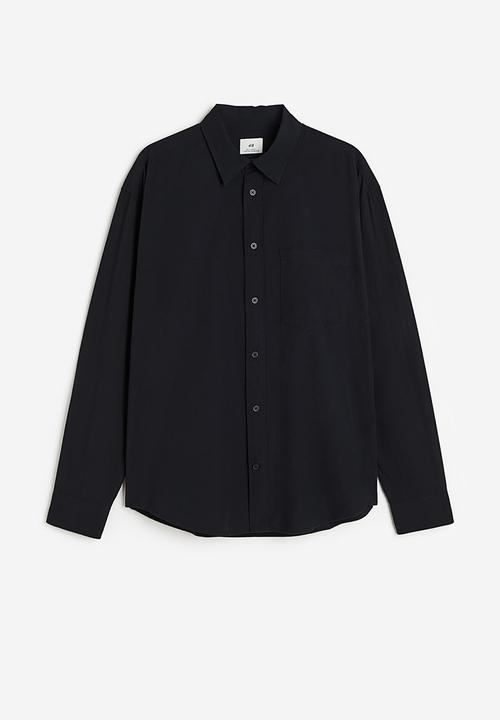 H&M - Relaxed fit poplin shirt - black