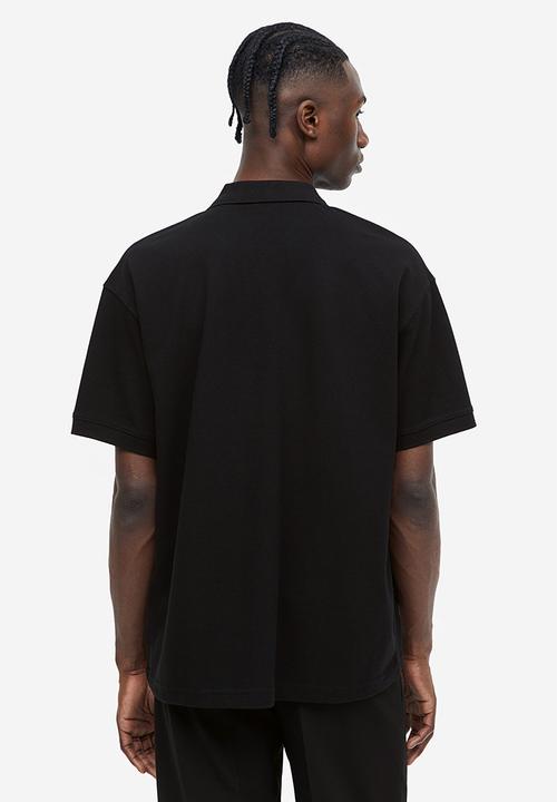 H&M - Relaxed fit piqué polo shirt - black