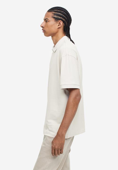 H&M - Relaxed fit piqué polo shirt - light beige 