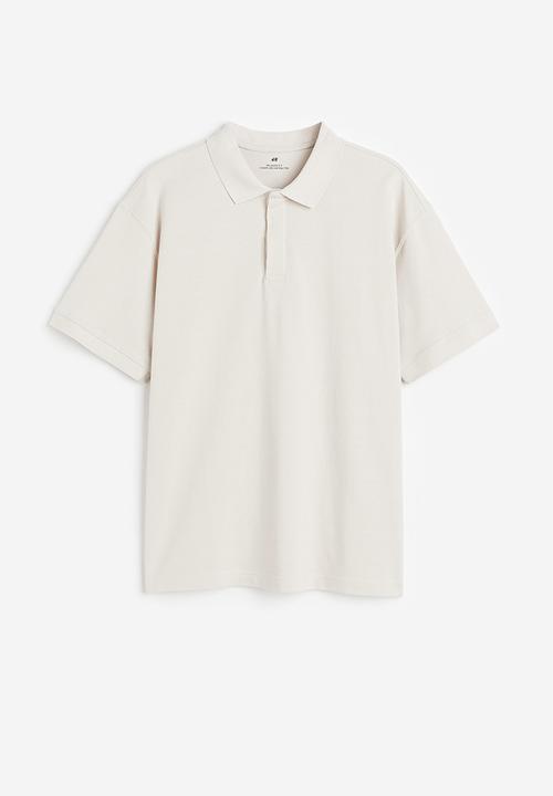 H&M - Relaxed fit piqué polo shirt - light beige 