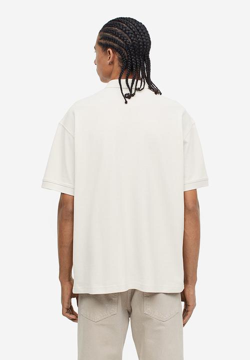 H&M - Relaxed fit piqué polo shirt - light beige 