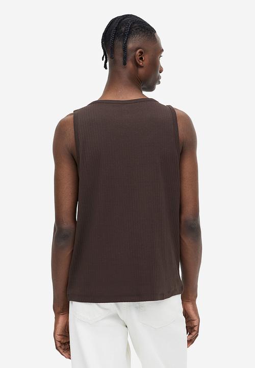 H&M - Slim fit ribbed vest top - dark brown
