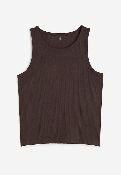 H&M - Slim fit ribbed vest top - dark brown