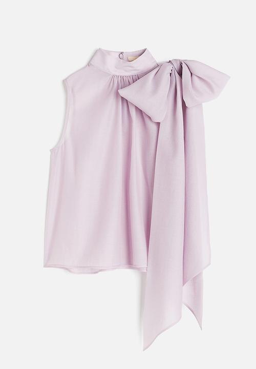 H&M - Bow-detail organza blouse - lilac 