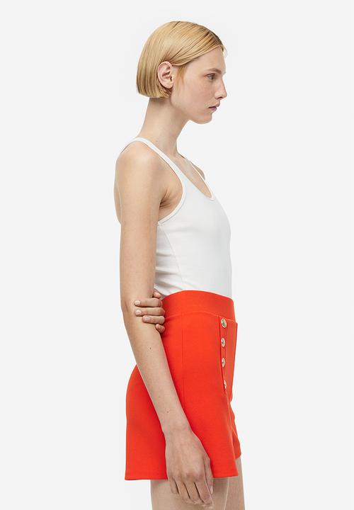 H&M - Button-front shorts - red