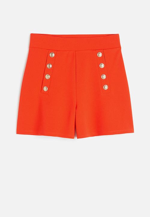 H&M - Button-front shorts - red