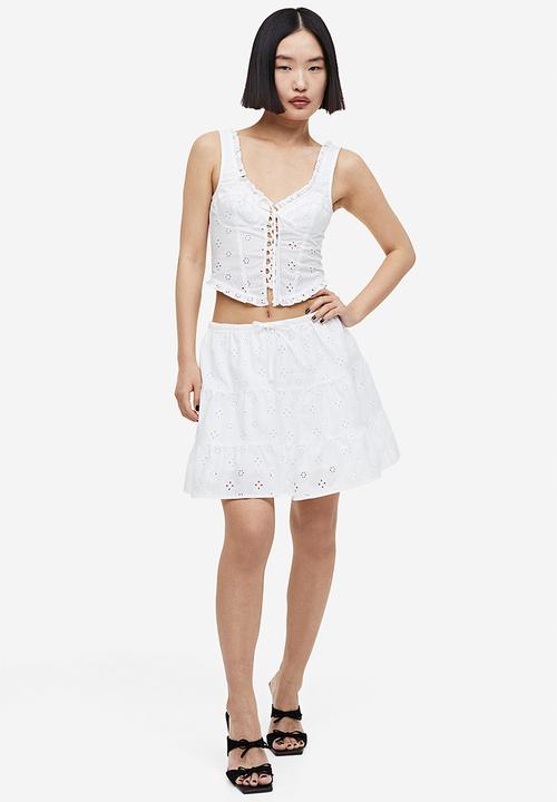 H&M - Broderie anglaise tiered skirt - white