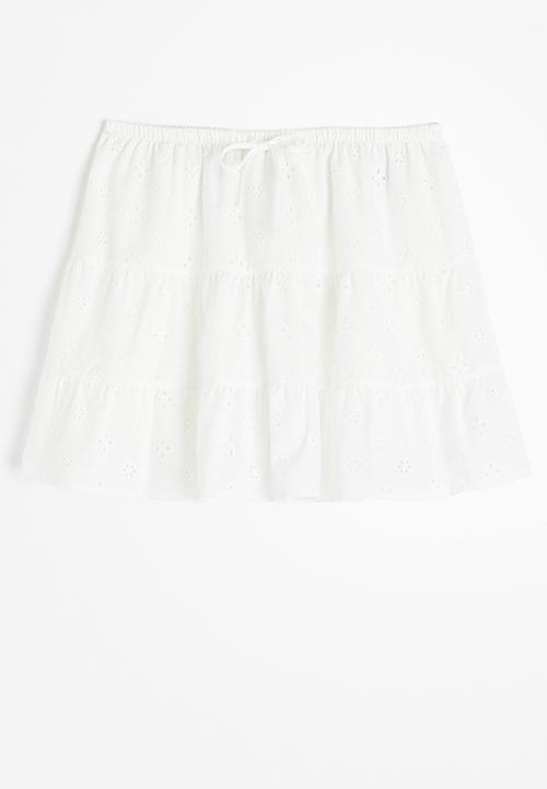 H&M - Broderie anglaise tiered skirt - white