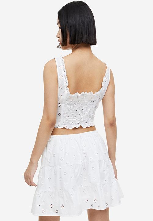 H&M - Broderie anglaise tiered skirt - white