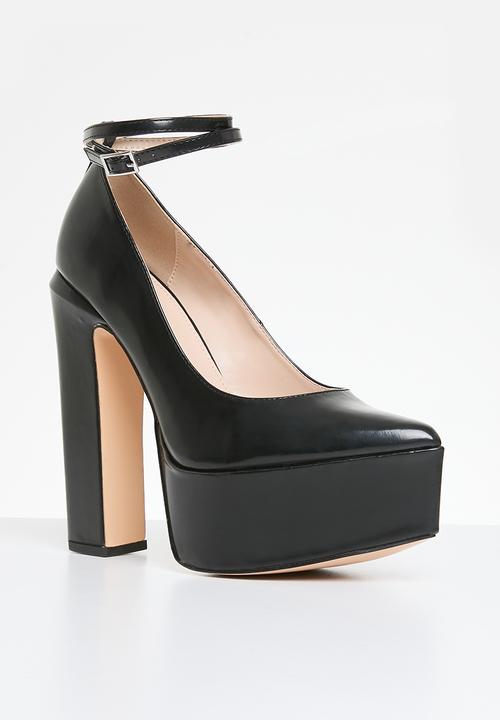 Public Desire - Jett platform ankle tie court - black