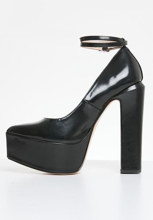 Public Desire - Jett platform ankle tie court - black