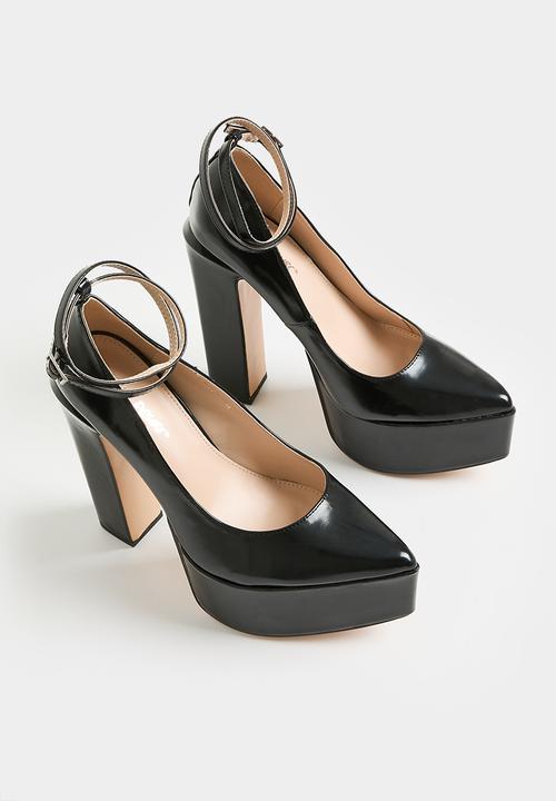 Public Desire - Jett platform ankle tie court - black