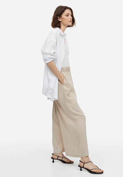 H&M - Cropped pull-on trousers - light beige