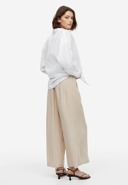 H&M - Cropped pull-on trousers - light beige