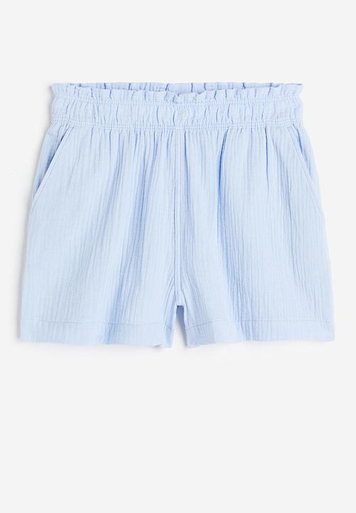 H&M - Crinkled cotton shorts - light blue
