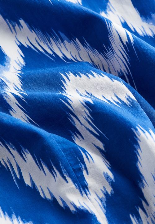 H&M - Cotton tunic dress - bright blue zigzag-patterned