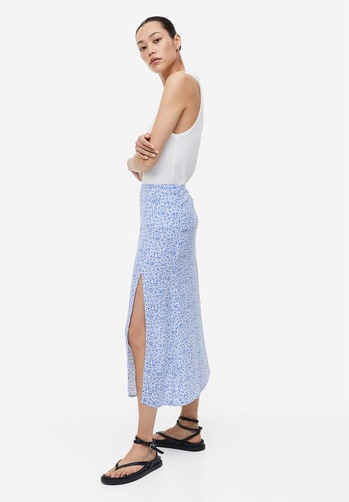 H&M - Crêpe skirt - white blue floral