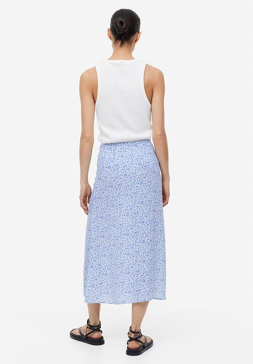 H&M - Crêpe skirt - white blue floral