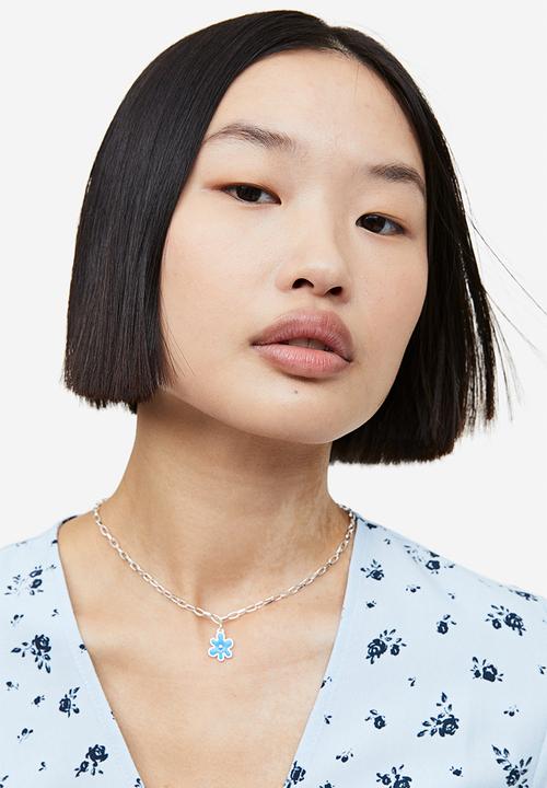 H&M - Crêpe wrap dress - light blue floral