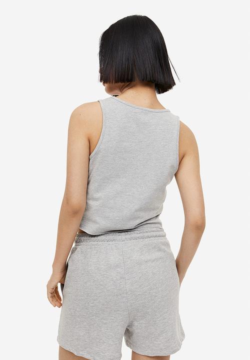 H&M - Cropped vest top - light grey marl 