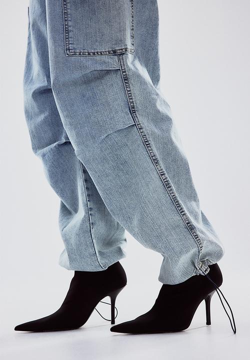 H&M - Denim parachute trousers - pale denim blue