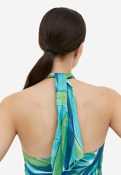 H&M - Draped halterneck top - turquoise patterned
