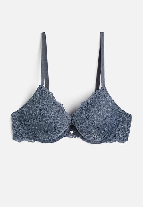 H&M - Lace push-up bra - pigeon blue