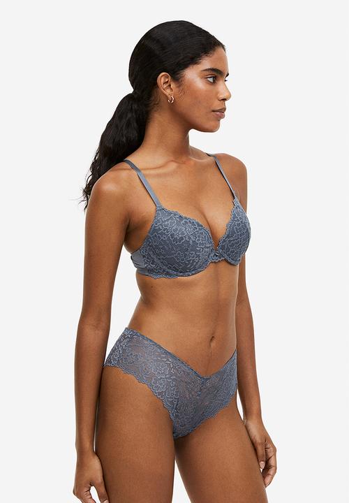 H&M - Lace push-up bra - pigeon blue