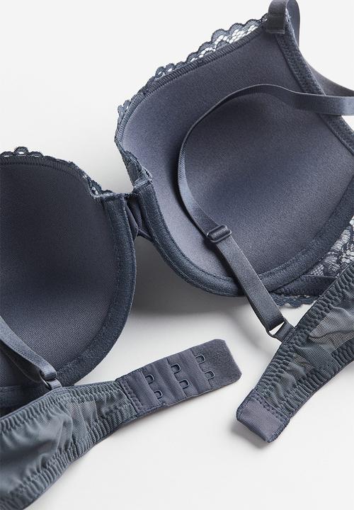 H&M - Lace push-up bra - pigeon blue