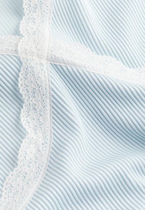 H&M - Lace-trimmed ribbed dress - light blue