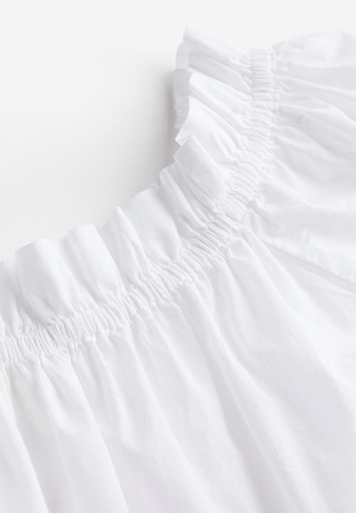 H&M - Frill-trimmed off-the-shoulder top - white