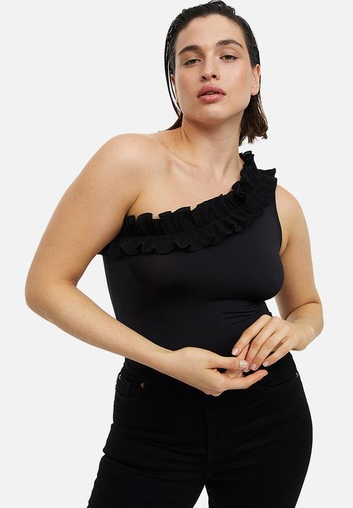H&M - One-shoulder thong body - black