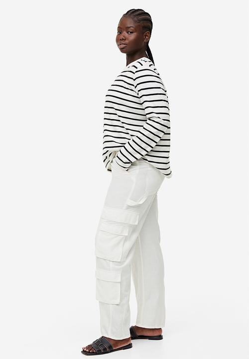 H&M - Cotton jersey top - white & black 
