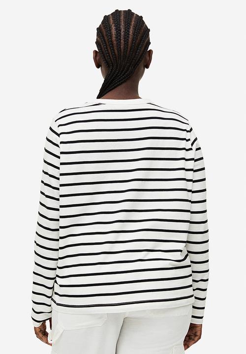 H&M - Cotton jersey top - white & black 