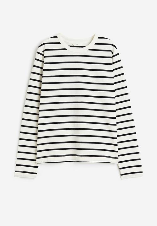 H&M - Cotton jersey top - white & black 