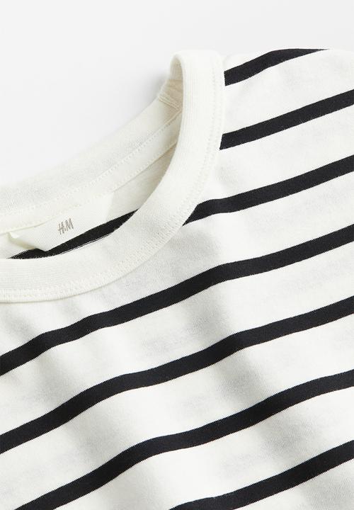 H&M - Cotton jersey top - white & black 