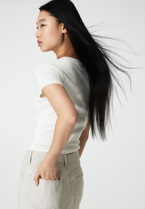 H&M - Fitted cotton top - cream café