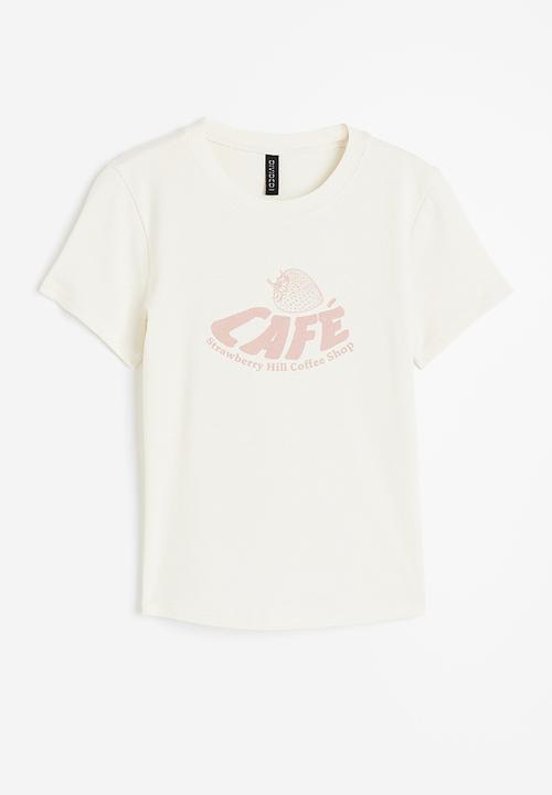 H&M - Fitted cotton top - cream café