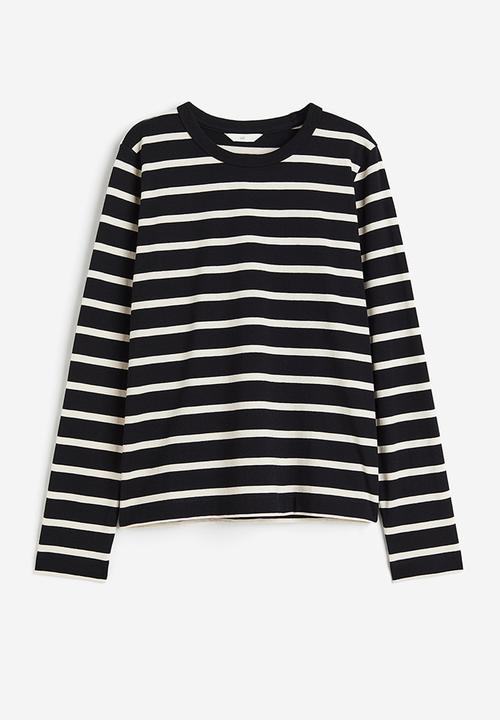 H&M - Cotton jersey top - black & cream 