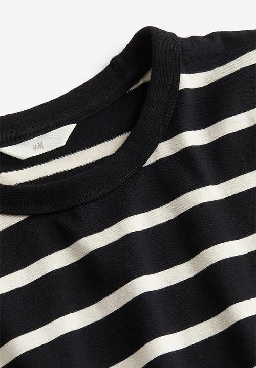 H&M - Cotton jersey top - black & cream 