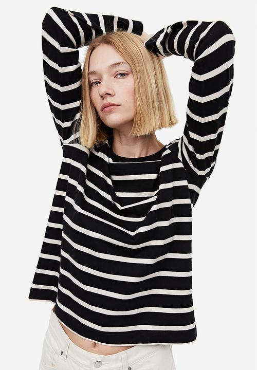 H&M - Cotton jersey top - black & cream 