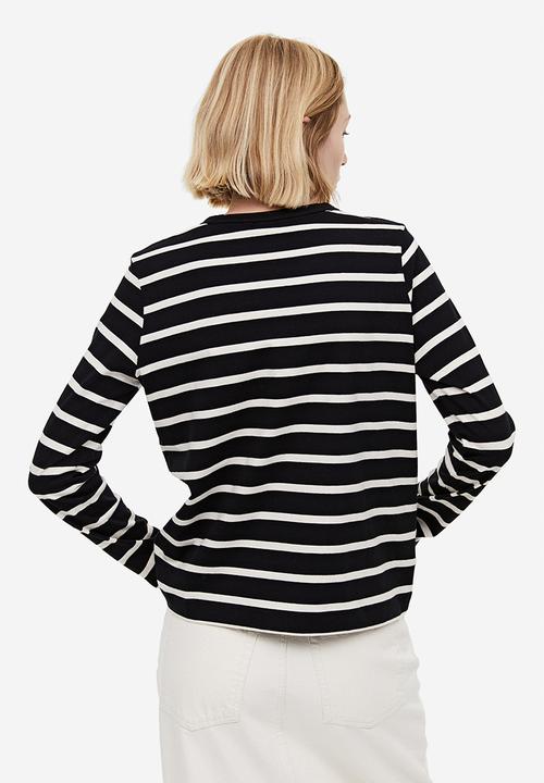H&M - Cotton jersey top - black & cream 