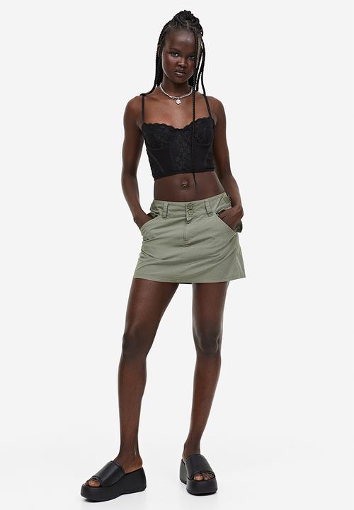 H&M - Lace-detail mesh bustier top - black