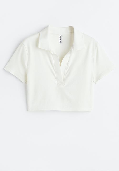H&M - Collared cropped top - white