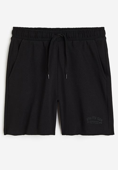 H&M - Embroidered sweatshirt shorts - black