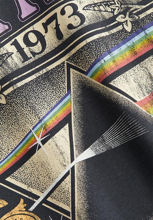H&M - Oversized printed T-shirt - dark grey/pink floyd