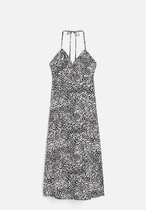 H&M - Cotton halterneck dress - black multi