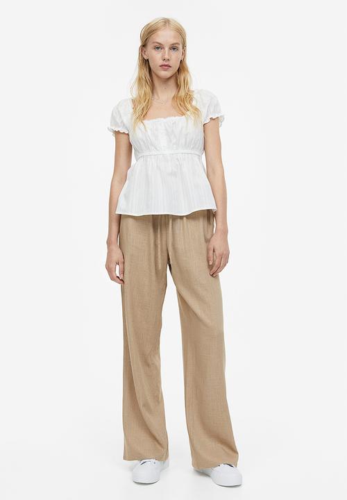 H&M - Lace-trimmed button-top blouse - cream