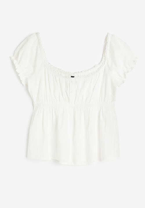 H&M - Lace-trimmed button-top blouse - cream