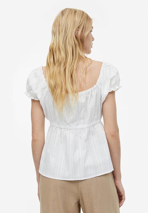 H&M - Lace-trimmed button-top blouse - cream